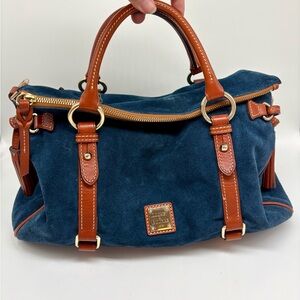 Dooney Bourke RARE Blue Suede Nubuck Satchel in Large